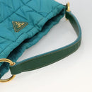 PRADA Shoulder Bag Nylon Light Blue Gold Auth 174379-7