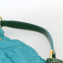 PRADA Shoulder Bag Nylon Light Blue Gold Auth 174379-8