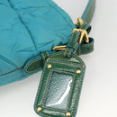 PRADA Shoulder Bag Nylon Light Blue Gold Auth 174379-9
