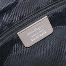 Salvatore Ferragamo Gancini Shoulder Bag Nylon Gray Silver Auth 174380-12