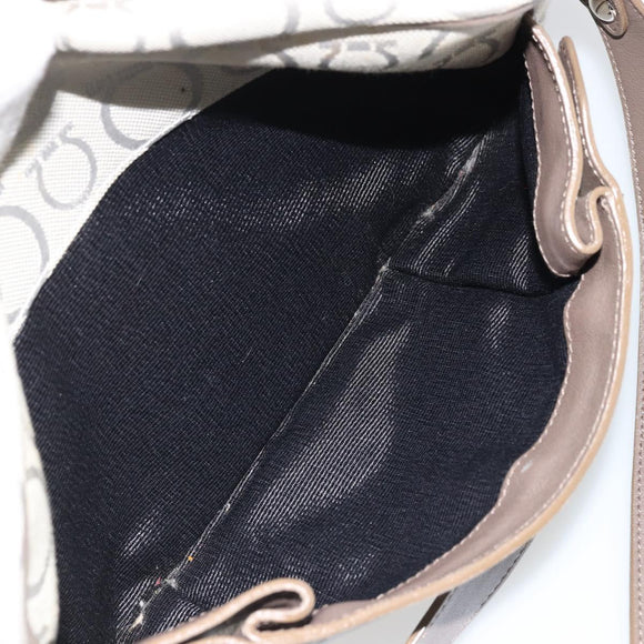 Salvatore Ferragamo Gancini Shoulder Bag Nylon Gray Silver Auth 174380