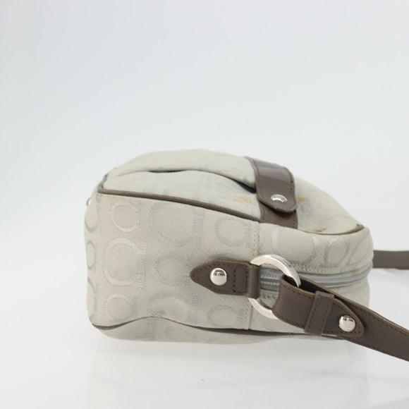 Salvatore Ferragamo Gancini Shoulder Bag Nylon Gray Silver Auth 174380