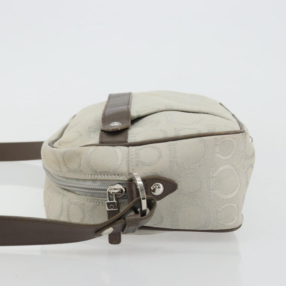 Salvatore Ferragamo Gancini Shoulder Bag Nylon Gray Silver Auth 174380