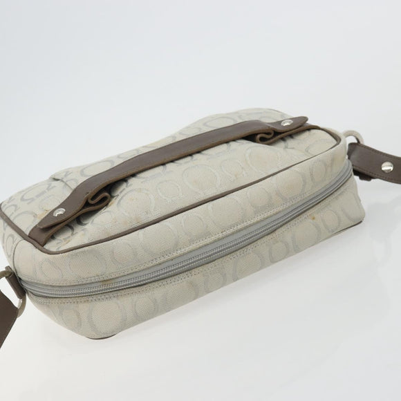Salvatore Ferragamo Gancini Shoulder Bag Nylon Gray Silver Auth 174380