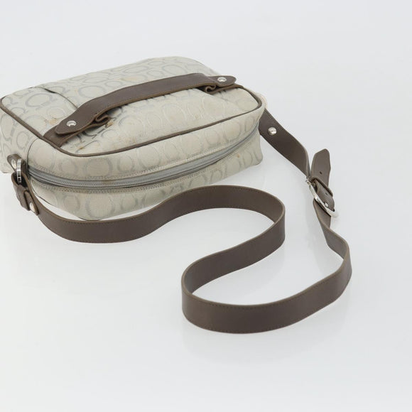 Salvatore Ferragamo Gancini Shoulder Bag Nylon Gray Silver Auth 174380