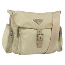 PRADA Shoulder Bag Nylon Ivory Silver Auth 174381-1