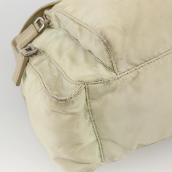 PRADA Shoulder Bag Nylon Ivory Silver Auth 174381