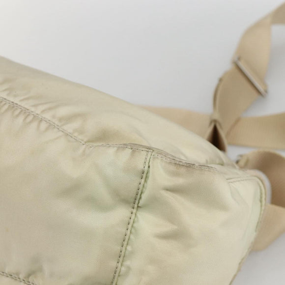 PRADA Shoulder Bag Nylon Ivory Silver Auth 174381