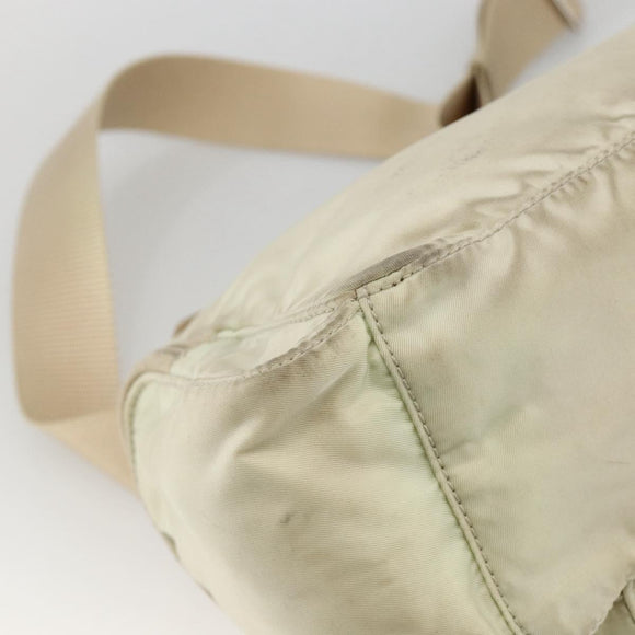 PRADA Shoulder Bag Nylon Ivory Silver Auth 174381