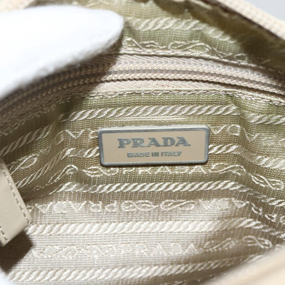 PRADA Shoulder Bag Nylon Ivory Silver Auth 174381