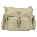 PRADA Shoulder Bag Nylon Ivory Silver Auth 174381-13