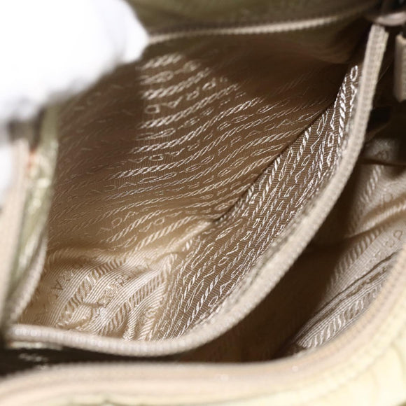 PRADA Shoulder Bag Nylon Ivory Silver Auth 174381