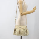 PRADA Shoulder Bag Nylon Ivory Silver Auth 174381-28