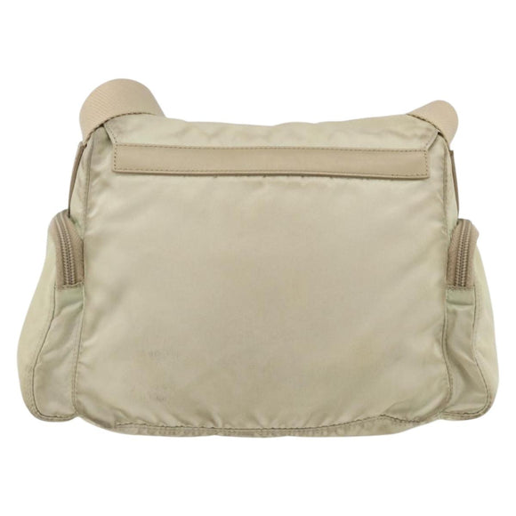 PRADA Shoulder Bag Nylon Ivory Silver Auth 174381