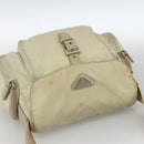 PRADA Shoulder Bag Nylon Ivory Silver Auth 174381-6