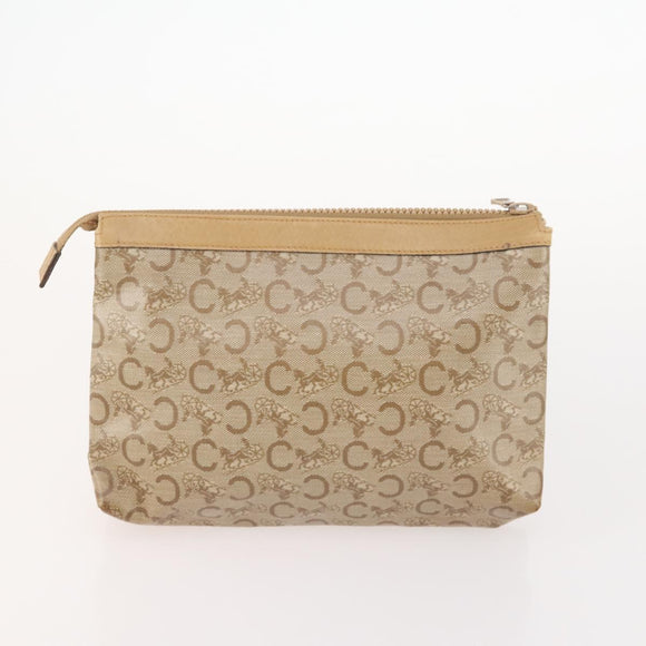 CELINE Macadam Canvas Clutch Bag PVC 5 Set Brown Beige Red Auth 174389