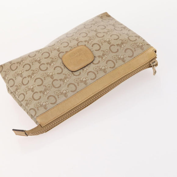 CELINE Macadam Canvas Clutch Bag PVC 5 Set Brown Beige Red Auth 174389