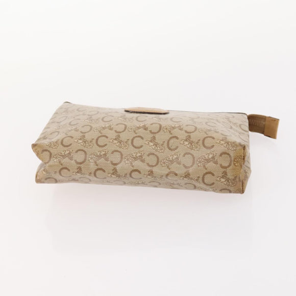 CELINE Macadam Canvas Clutch Bag PVC 5 Set Brown Beige Red Auth 174389
