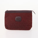 CELINE Macadam Canvas Clutch Bag PVC 5 Set Brown Beige Red Auth 174389-22
