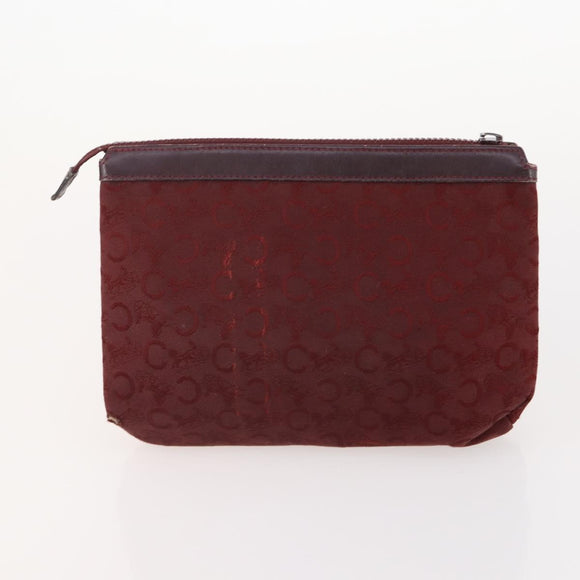 CELINE Macadam Canvas Clutch Bag PVC 5 Set Brown Beige Red Auth 174389