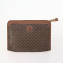 CELINE Macadam Canvas Clutch Bag PVC 5 Set Brown Beige Red Auth 174389-7