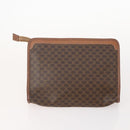 CELINE Macadam Canvas Clutch Bag PVC 5 Set Brown Beige Red Auth 174389-8