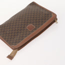CELINE Macadam Canvas Clutch Bag PVC 5 Set Brown Beige Red Auth 174389-9