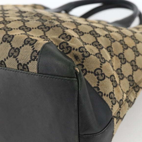 GUCCI GG Canvas Hand Bag Beige Navy 002 1121 Auth 174393