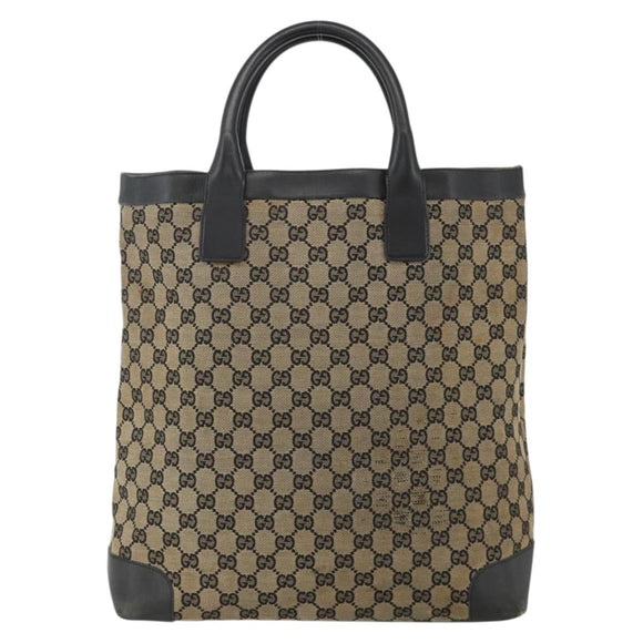GUCCI GG Canvas Hand Bag Beige Navy 002 1121 Auth 174393