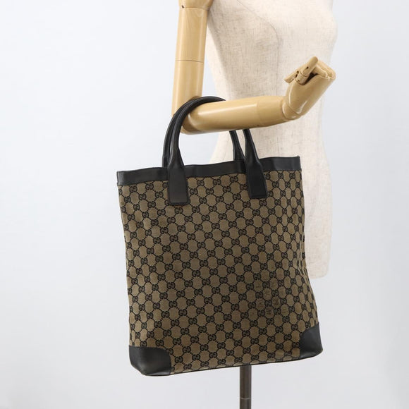 GUCCI GG Canvas Hand Bag Beige Navy 002 1121 Auth 174393