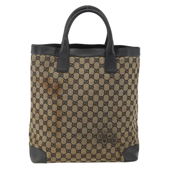 GUCCI GG Canvas Hand Bag Beige Navy 002 1121 Auth 174393