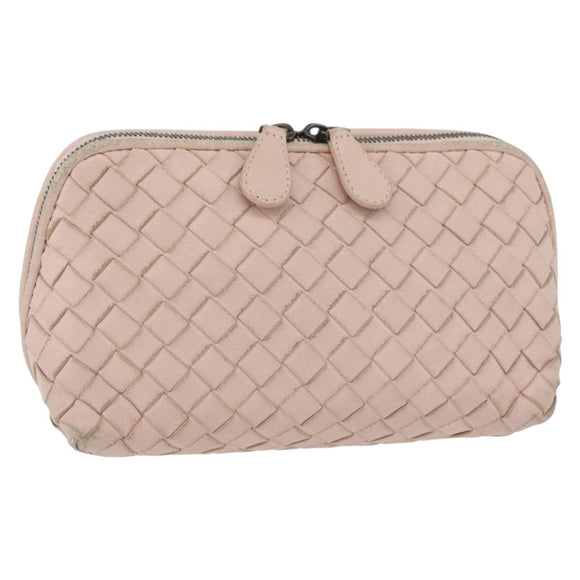 BOTTEGA VENETA INTRECCIATO Pouch Leather Pink Auth 174395