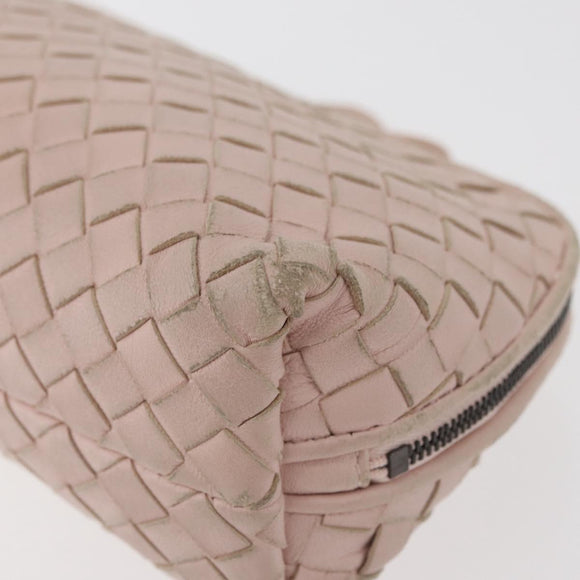 BOTTEGA VENETA INTRECCIATO Pouch Leather Pink Auth 174395
