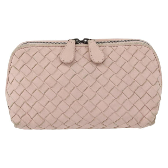 BOTTEGA VENETA INTRECCIATO Pouch Leather Pink Auth 174395