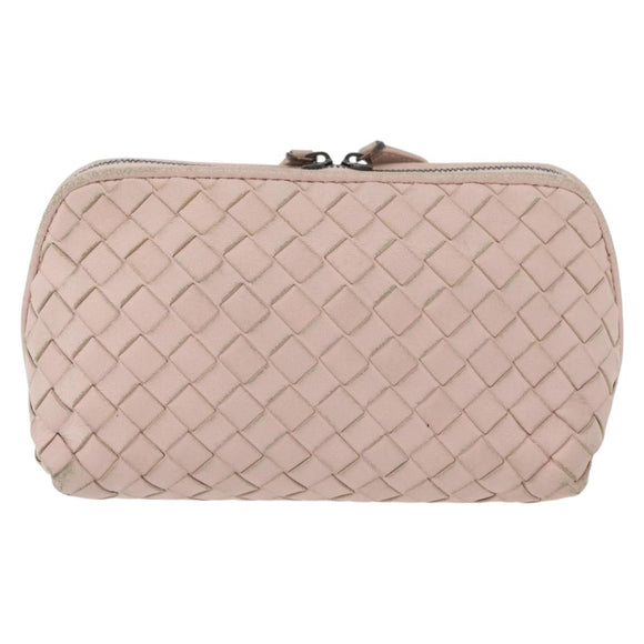 BOTTEGA VENETA INTRECCIATO Pouch Leather Pink Auth 174395