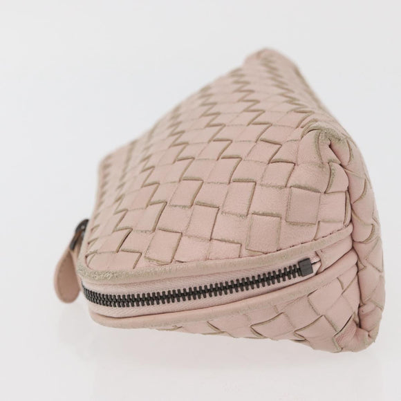 BOTTEGA VENETA INTRECCIATO Pouch Leather Pink Auth 174395