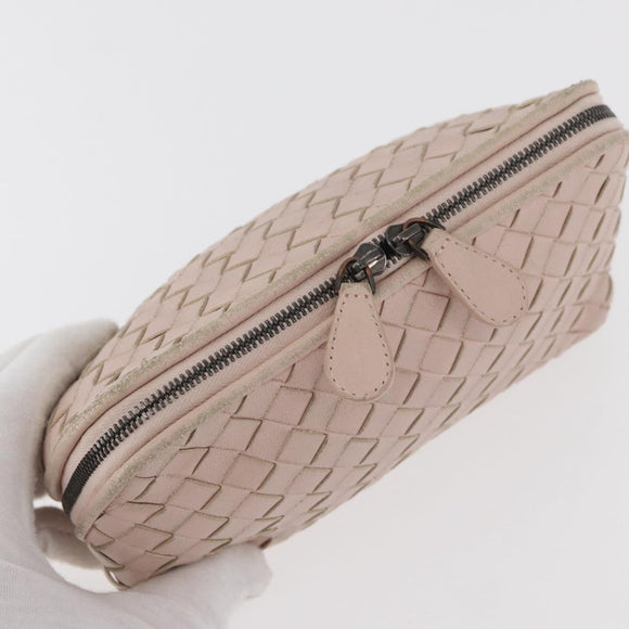BOTTEGA VENETA INTRECCIATO Pouch Leather Pink Auth 174395