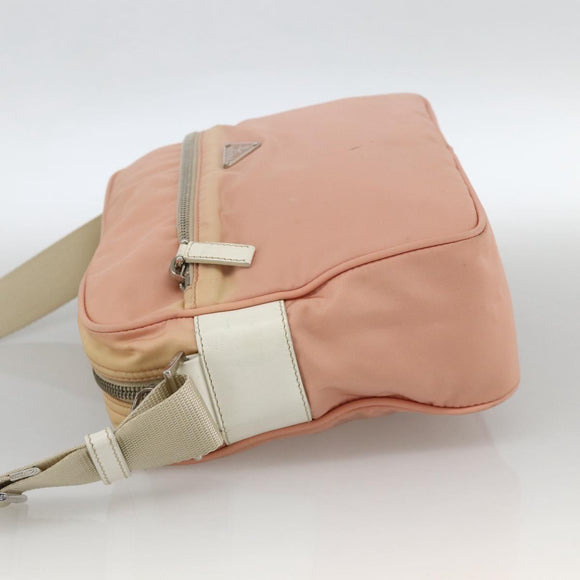 PRADA Shoulder Bag Nylon Pink Silver Auth 174397
