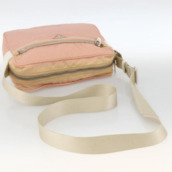 PRADA Shoulder Bag Nylon Pink Silver Auth 174397