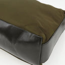 PRADA Shoulder Bag Nylon Khaki Silver Auth 174401-14
