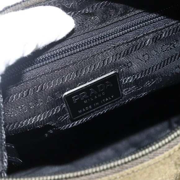 PRADA Shoulder Bag Nylon Khaki Silver Auth 174401