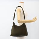 PRADA Shoulder Bag Nylon Khaki Silver Auth 174401-22