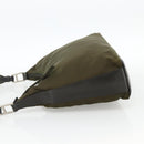 PRADA Shoulder Bag Nylon Khaki Silver Auth 174401-3