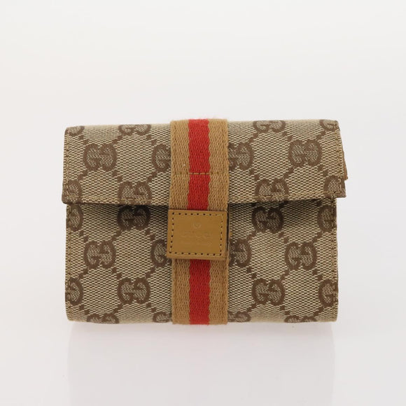 GUCCI GG Canvas Shoulder Bag PVC 5 Set Black Beige Auth 174402