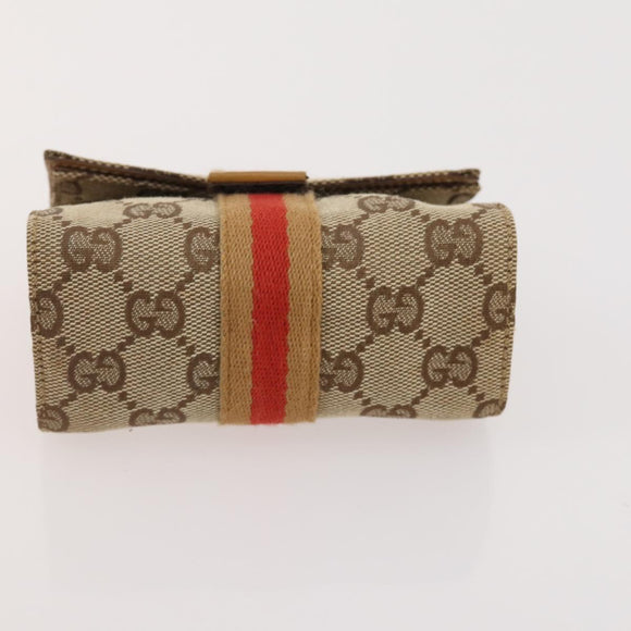 GUCCI GG Canvas Shoulder Bag PVC 5 Set Black Beige Auth 174402