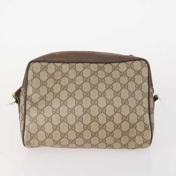 GUCCI GG Canvas Shoulder Bag PVC 5 Set Black Beige Auth 174402