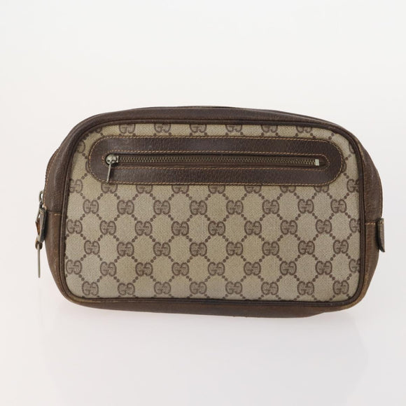 GUCCI GG Canvas Shoulder Bag PVC 5 Set Black Beige Auth 174402