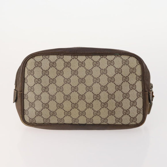 GUCCI GG Canvas Shoulder Bag PVC 5 Set Black Beige Auth 174402