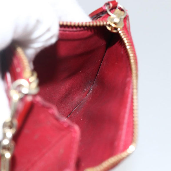LOUIS VUITTON Vernis Pochette Cle NM Purse Rouge Grunadine M91737 LV Auth 174404