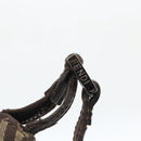 FENDI Zucchino Canvas Shoulder Bag Brown Silver Auth 174409-10